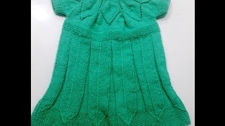 Part 14  knitting frock in leaf pattern step by step tutorial made with straight needles [upl. by Ransell]