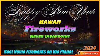 2024 New Years Fireworks in Hawaii 🌈 Happy New Year 🎉 Waipahu Oahu Hawaii 5K [upl. by Nedle63]