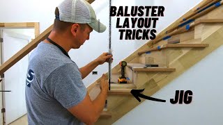 How to Layout Iron Baluster Spacing on Staircase  Wood Tread amp Handrail Spindle Layout [upl. by Tharp]