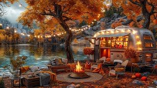 Charming Jazz Guitar Music to Unwind 🍂 Autumn Lakeside Ambience  Peaceful Scenery Dispels Fatigue [upl. by Weed]