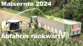 Maisernte 2024  Mais häckseln  Abfahrer fährt rückwärts [upl. by Wetzell633]