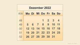 Kalender Dezember 2022 [upl. by Gardner453]