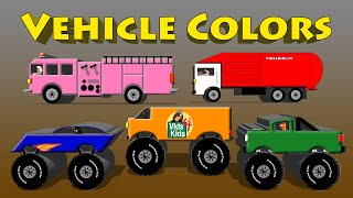 Vehicle Colors  Monster Truck Van Motorcycle Fire Engine Garbage Truck [upl. by Lotsirb545]