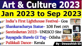 Art amp Culture Current Affairs 2023  Jan 2023 to Sep 2023  Current Affairs 2023 history culture [upl. by Honeyman]