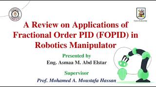 A Review on Applications of Fractional Order PID FOPID in Robotics Manipulator [upl. by Voorhis622]