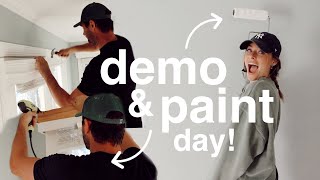 VLOG our first DEMO DAY amp painting the MASTER  reno series [upl. by Arrotal270]