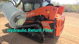 Kubota SVL 65  75  97 Hydraulic Return Filter Replacement 250hr service I did not drain the tank [upl. by Narhet]