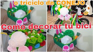 🚲🐇🐰🥕Como decorar tu BICICLETA o TRICICLO para el desfile de PRIMAVERA en forma de CONEJO desfile [upl. by Ellen383]