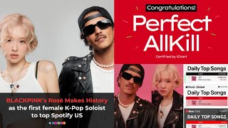 BLACKPINKs Rosé Achieves Her 1st Solo Perfect AllKill With Bruno Mars Collab quotAPT [upl. by Ecirtam]