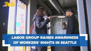 Labor group in Seattle raises awareness of workers rights on May Day [upl. by Hannavahs]