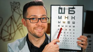 ASMR Orbital Exam By A Russian Doctor Eyes Check Up Eye Charts [upl. by Jarib]