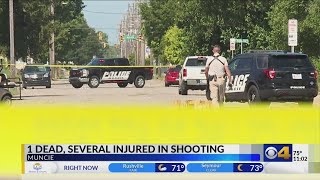 One dead more than a dozen wounded after Muncie street party shooting [upl. by Nyrol995]