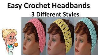 Easy Crochet Headband Trio  3 Different Styles LIONBRAND [upl. by Thenna]