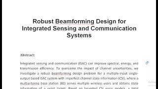 Robust Beamforming Design for Integrated Sensing and Communication Systems [upl. by Naasah209]