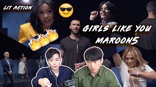 ENG🔥LIT Action Maroon5  Girls Like You ft Cardi B Korean Reaction [upl. by Mic960]