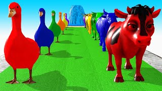 Paint Animals Cow CartoonJerseyGirBrown SwissGuemseyDuck Fountain Crossing Animal Game New [upl. by Enigroeg]