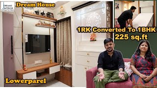 quotModern 1RK Converted to 1BHK Space Optimization Tips Revealed  225sqft Wall Hung Bed Mumbai [upl. by Hamburger452]