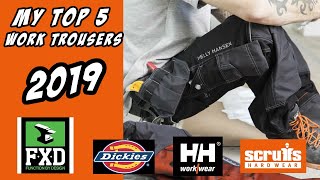 My Top 5 Work Trousers Reviewed in 2019 Includes FXD Dickies Helly Hansen and Scuffs Work Trousers [upl. by Beckie]