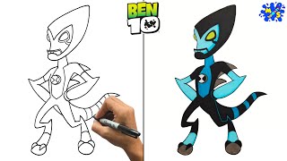 Ben 10 Drawing  How to Draw XLR8 from Ben 10 Reboot Step by Step [upl. by Annoet239]