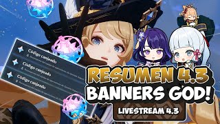 RESUMEN LIVE 43 BANNERS CÓDIGOS Y NUEVOS ARTEFACTOS  Genshin Impact [upl. by Goldman945]