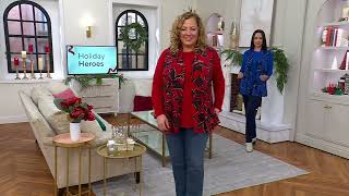 Susan Graver Printed Textured Liquid Knit Vest with Solid Top Set on QVC [upl. by Jenette380]