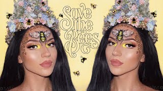 BEE MAKEUP TRANSFORMATION  SAVE THE BEES PROTEST [upl. by Aiyotal]