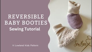 Easy DIY baby gift Baby Booties Reversible SewALong  Tutorial A Lowland Kids Free Pattern [upl. by Nalliuq]