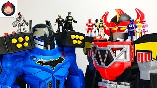 Imaginext Batman DC Super Friends Batbot Extreme Battles Power Rangers Megazord  Unboxing Toy Video [upl. by Scharff]