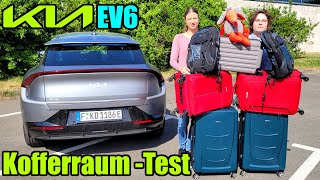 Kia EV6  Kofferraum  Test Bericht Infos Zahlen Daten Urlaub Gepäck Stauraum Frunk Reise Ferien [upl. by Mahala157]