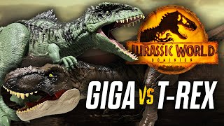 Giganotosaurus VS TRex — Jurassic World Dominion Super Colossal Toy Showdown  collectjurassiccom [upl. by Koehler210]