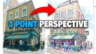 Urban Sketching 3 POINT PERSPECTIVE For Beginners [upl. by Dominick]