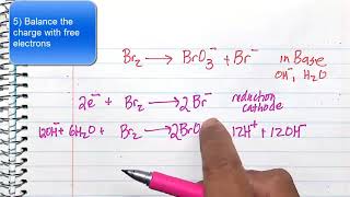 Quick video Balancing an oxidation reduction reaction in base bromine to bromate and bromide ion [upl. by Sagerman]