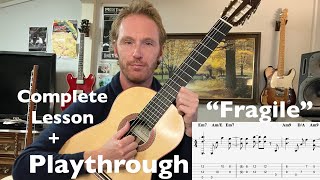 Fragile  Sting  Complete Lesson  Playthrough TAB [upl. by Amehsat]