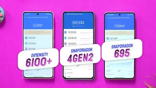 Dimensity 6100 Plus Vs Snapdragon 4 Gen 2 Vs Snapdragon 695  Antutu Benchmark amp Specification [upl. by Gold98]