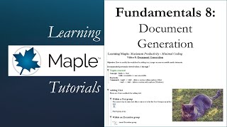 Learning Maple 8 Document Generation [upl. by Seebeck]