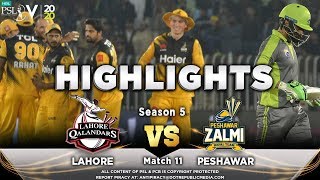 Lahore Qalandars vs Peshawar Zalmi  Full Match Highlights  Match 11  28 Feb  HBL PSL 2020 [upl. by Anilec]