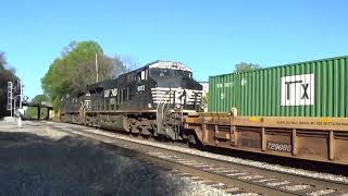 NS 282 Intermodal Dbl Stacks by Magnolia 4624 AC44C6M and ES44AC lead Domestic and export cubes [upl. by Imer]