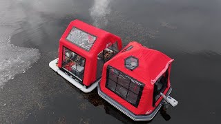 A man built a floating tent on the water and installed a fireplace to keep the room warm [upl. by Terryn513]