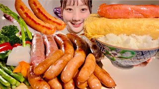 ASMR Sausage and Mentaiko Omelet Rice 【Mukbang Eating Sounds】【English subtitles】 [upl. by Walford]