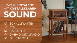 Soundmaster NR566 Retro Plattenspieler Digitalisieren DAB CDPlayer Kassette USB Bluetooth Fernbedi [upl. by Malone549]