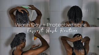 WASH DAY  PROTECTIVE STYLE  EASIEST WASH ROUTINE [upl. by Ellenahs]