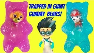 PJ Masks Romeo Traps Paw Patrol Marshall amp Skye in GIANT GUMMY BEARS  Fizzy Toy Show [upl. by Ogeid]