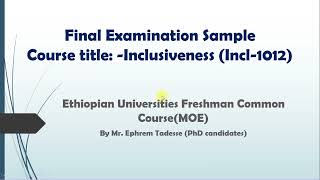 Inclusiveness Final Examination Sample Tutor in Amharic [upl. by Wojak]