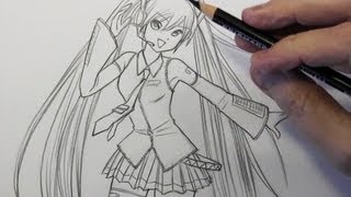 How to Draw Hatsune Miku Pt 1 Line Placement [upl. by Nakeber]