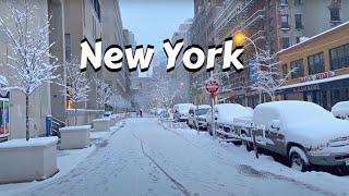 Heavy Snowfall Walking Tour Manhattan New York Snowstorm 4k Video [upl. by Uok]