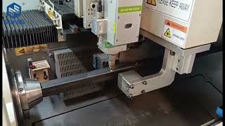 SteviS Laser Laser cutting steel tube with oxygenLaser tube cutter in Bulgarian furniture factory [upl. by Ishmul593]