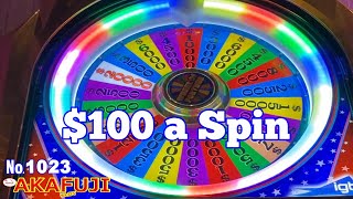 100 Slot Huge Win💖 WHEEL OF FORTUNE DOUBLE DIAMOND JACKPOT HANDPAY RED WHITE BLUE Casino 赤富士スロット [upl. by Harol]