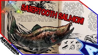 SABERTOOTH SALMON  ARK Survival Evolved Oncorhynchus Dossier  Sabertooth Salmon Dossier  New Dino [upl. by Veradia]