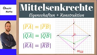 Wie zeichnet man eine Mittelsenkrechte Konstruktionsbeschreibung  ObachtMathe [upl. by Zurek452]