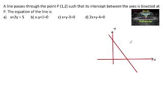 A line passes through P12 such that intercept between axes bisectedMCQCBSEStraightRD Sharma [upl. by Atinwahs]